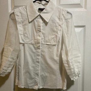 Modern White Blouse Sheer 3/4 Sleeve